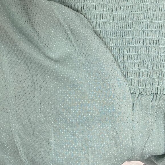 Isabel Maternity Long Sleeve Shirred Bodice Sheer Lined Maternity Shirt Mint NWT - Picture 9 of 11